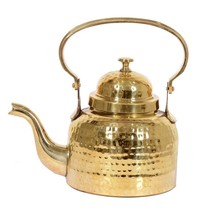 brass Tea Kettle Pot - hammered Style Teapot 600ml - £49.01 GBP