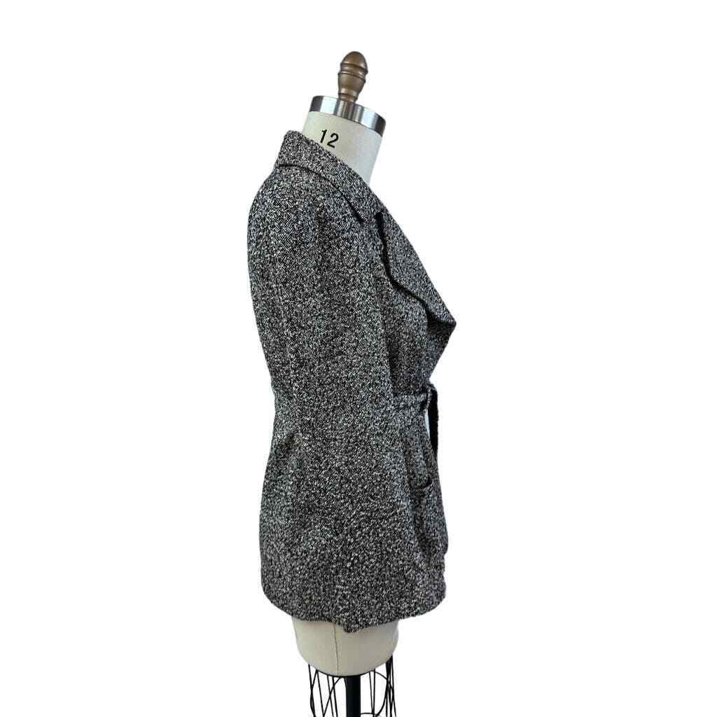 VTG Alpaca Blend Agnona Bergdorf Goodman Sz 44/L/XL Blk/Wht Tweed Jacket w/Belt Item image 4