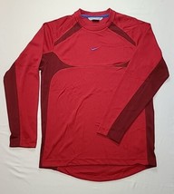 Nike Mens Shirt Size Medium Red W/ Blue Center Swoosh Y2K Long Sleeve - $21.66