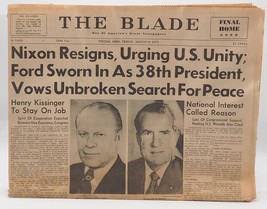 Vintage Toledo Blade August 9 1974 Richard Nixon Resigns - £20.50 GBP
