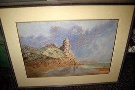 Edwardian ca1910 Irish Watercolor Ruined Castle Galway? 21&quot; x 14&quot; Unsigned - £125.68 GBP