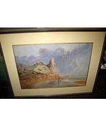 Edwardian ca1910 Irish Watercolor Ruined Castle Galway? 21&quot; x 14&quot; Unsigned - £123.84 GBP