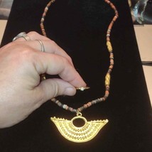 Egyptian style necklace an gold ring with Crystal - $35.64