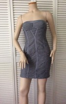 NEW BCBGMAXAZRIA Shirred Mesh Strapless Dress, Gray Smoke (Size 4) - $298.00! - £39.92 GBP