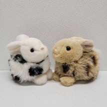 CS International 2 Spotted Bunny Plush Hairy Fuzzy Black & White And Brown & Tan - $29.60