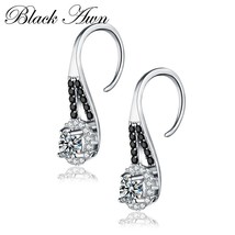 Black Awn 2021 New Trendy 925 Sterling Silver Earring Black Spinel Anniversary D - £8.44 GBP