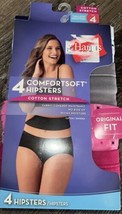 Hanes ~ 4-Pair Womens Hipster Underwear Panties Cotton Blend Stretch ~ XS/4 - £19.87 GBP