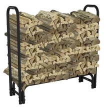 4-Ft Heavy Duty Steel Black Metal Firewood Rack - Easy to Assemble - $251.15 CAD