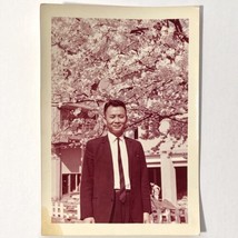 Vintage 1964 Japan HANDSOME MAN Asian Male Photo Sakura Cherry Blossom Tokyo - £31.23 GBP