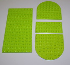 4 Used LEGO 8 x 16 &amp; 8 x 8 Rounded End Lime Green Plates 92438 - 41948 - 3035 - £7.95 GBP