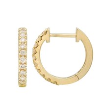 Authenticity Guarantee 
Thin Diamond Huggie Small Hoop Earrings 14K Yellow Go... - £635.48 GBP