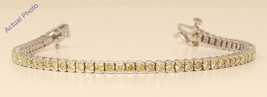 18k White Round Bezel sporty cup diamond tennis bracelet(3.02 ct Yellow VS) - £2,715.14 GBP