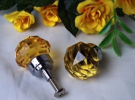 SMALL Amber Solid Crystal Glass DrawerDoor Pull - $38.18