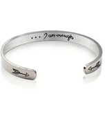 Inspirational Bracelet ~ ... I am enough ~ Stainless Steel ~ Silver &quot;C&quot; ... - £18.39 GBP