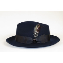 Mens Bruno Capelo Hat Australian Wool Fedora Teardrop Crown Fabio FB224 Navy image 4