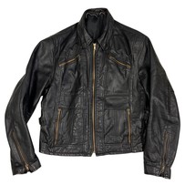Rare-Vintage  Mens Black Leather Motorcycle Jacket Talon Zippers Buckle ... - $5,503.02 MXN