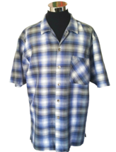Bugle Boy Casual Shirt Men&#39;s Size X-Large Blue Plaid Short Sleeves Button Front - £11.87 GBP