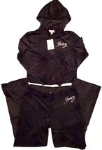 Juicy Couture Bling Velour Tracksuit Hoodie &amp; Pants Set LIQUORICE BLACK ... - €77,27 EUR