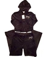 Juicy Couture Bling Velour Tracksuit Hoodie &amp; Pants Set LIQUORICE BLACK ... - €77,12 EUR