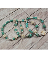 Howlite Skull Cross Beaded Handmade Boho 3 Bracelets White Turquoise 7&quot; - £12.64 GBP