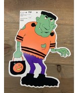 Vintage Halloween Frankenstein Paper Die Cut Velvet Accents Monster USA ... - €15,43 EUR