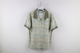 Vintage 90s Streetwear Womens Medium All Over Print Golf Collared Polo S... - $39.55