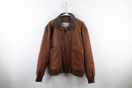 Vtg 90s Streetwear Mens L Color Block Quilted Leather Flight Bomber Jack... - £93.41 GBP