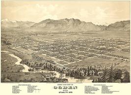 Ogden, Utah - 1875 - Aerial Bird&#39;s Eye View Map Poster - £8.11 GBP+