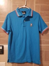 Psycho Bunny Size 3 Polo Shirt Blue Orange Short Sleeve - £52.23 GBP