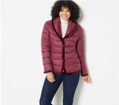 Dennis Basso Quilted Jacket with Faux Trim (Wine, X-Small) A457426 - £21.60 GBP