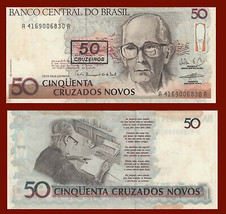 Brazil P223, 50 Cruzeiros, Poet Carlos Andrade,/ Andrade writing poetry ... - £1.49 GBP