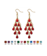 SIMULATED BIRTHSTONE CHANDELIER EARRINGS JULY RUBY GOLDTONE - $89.99