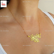 Fine Jewelry 18 Kt Hallmark Real Solid Yellow Gold Flower Chain Necklace Pendant - $2,097.26+