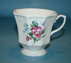 Hallmark Coffee Mug Tea Flowers Floral Cup Pink Blue Butterfly Octagon S... - £6.14 GBP