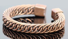 110gm Braided Pure Copper Oxidized Heavy Handmade Cuff Bracelet Gift 12mm wide - $20.03