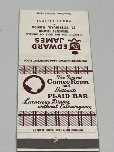 Vintage Matchbook Cover  The Edeard James restaurant  ST. Setersburg, FL  gmg Item image 5