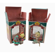 Precious Moments 2 Ornaments Home For The Holidays Enesco Plastic Vintage Boxed - £15.64 GBP