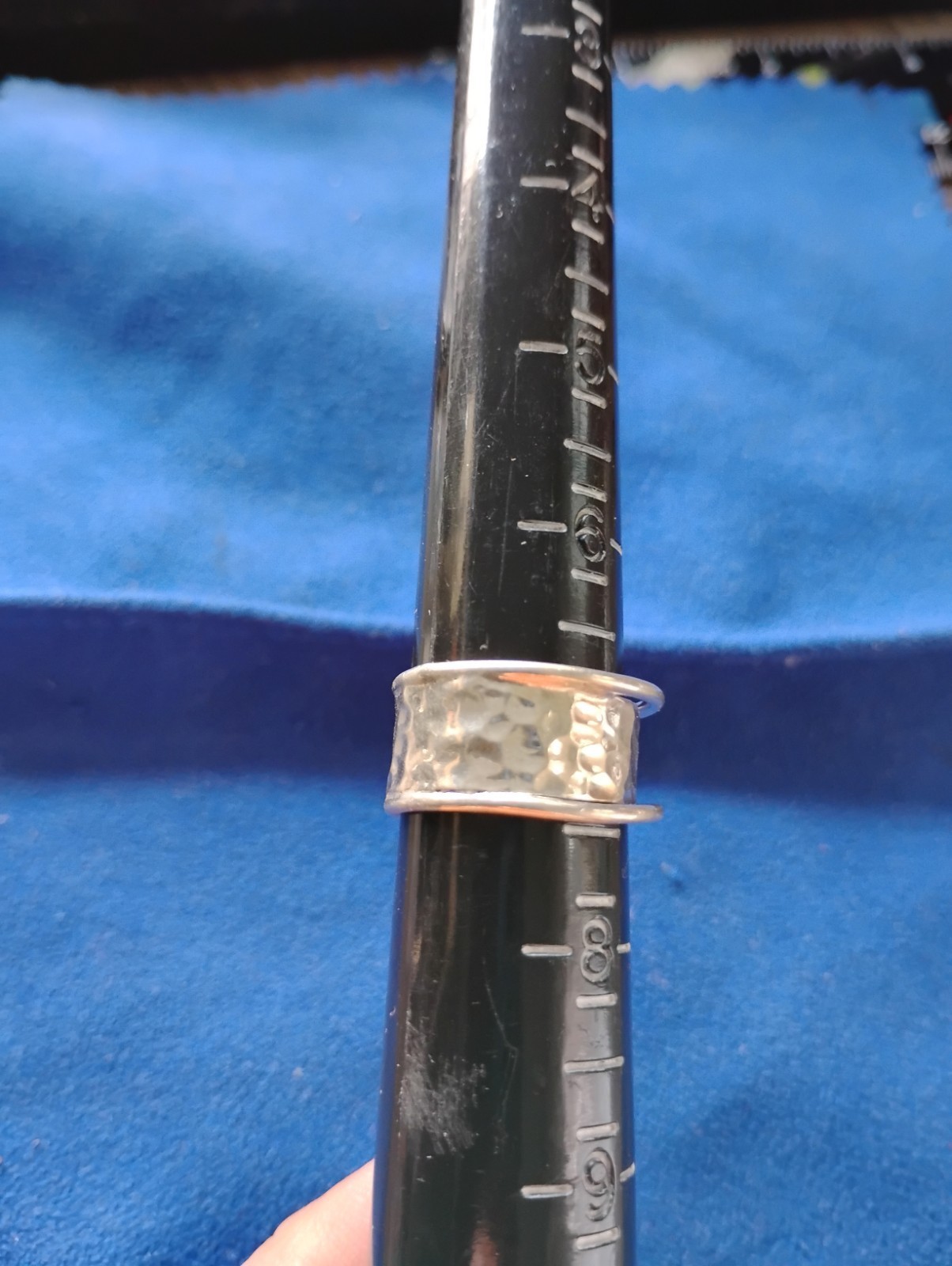 925 Sterling Silver Modernist 11 Mm Wide Hammered Band Ring SZ 7.5 Free Shipping Item image 2