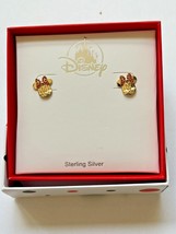 Disney Parks Minnie Mous Earrings Sterling Silver / Gold Overlay Studs N... - $29.69