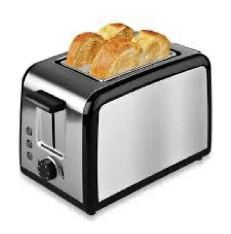 TOBOX Stainless Steel 2 Slice Silver 7 Mode Wide Slot Toaster 800W Brand New