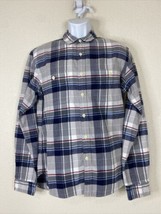 J Crew Mercantile Men Size L Gray Plaid Button Up Shirt Long Sleeve - £8.55 GBP