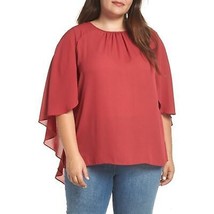 NWT Womens Plus Size 1X Vince Camuto Chiffon Chestnut Red Cape Blouse Top - £25.13 GBP
