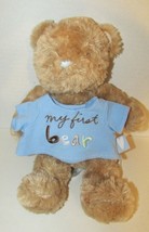 Sandra Magsamen plush tan teddy bear My 1st first bear blue shirt heart ... - $11.87