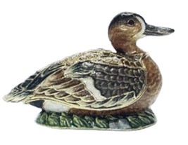 Jeweled Enameled Pewter Teal Duck Hinged Trinket Ring Jewelry Box Terra Cottage - £21.53 GBP