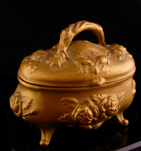 Antique jewelry casket - vintage trinket Box - victorian Wedding footed ... - £131.89 GBP