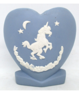 Artmark Accents White Unicorn on Blue Heart Vase - £15.48 GBP