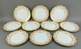 Crown Sutherland England Antique Heavy Gold Raised Heart Dinner Plates S... - $1,045.99
