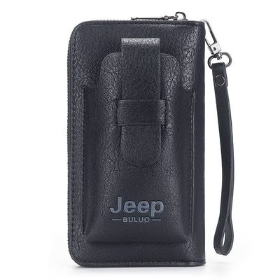 Primary image for JEEP BULUO Leather Men Clutch Wallet  Purse For Phone Double Zipper  Wallet Leat