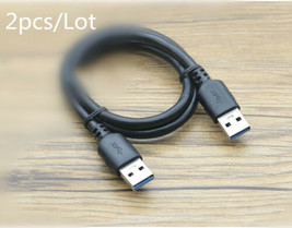 2X USB 3.0 A Male to A Male USB to USB Cable Cord for Data Transfer 2 Feet Black - £7.43 GBP