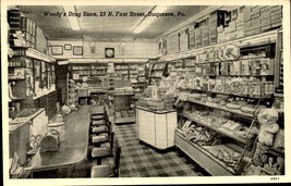 Vintage C.T. PHOTO-FINISH RPPC-INTERIOR Of Woody&#39;s Drug Store, Duquesne, Pa BK42 - £5.53 GBP